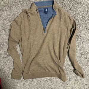 johnnie-O Brown and Blue Zip-Up Sweater